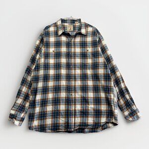 Red Head Brand Co Flannel Shirt Mens XL Plaid Blue / White Long Sleeve Button